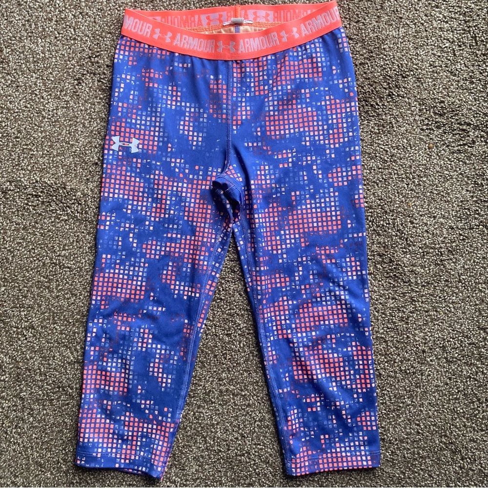 Under Armour Girls' Under Armor HeatGear Printed Capri, Size Medium